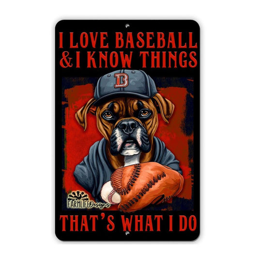 Boxer Baseball Sign 8"x12" Funny Handmade Dog Sign