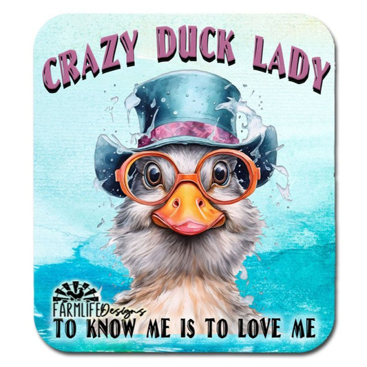 Crazy Duck Lady, 4"x4.5" aluminum magnet