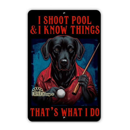 Black Lab Billiards Sign 8"x12" Funny Handmade Bar Labrador Retriever Dog Shooting Pool