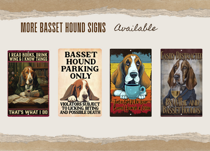 Basset Hound sign, Live Like Someone Left Gate Open (or Door Open) dog metal wall art