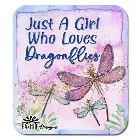 Dragonfly Magnet - Just A Girl who Loves Dragonflies - 4" wide aluminum