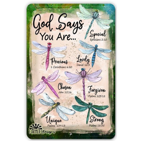 Dragonfly Sign | God Says You Are Unique, Special, Strong.. 8"x12"