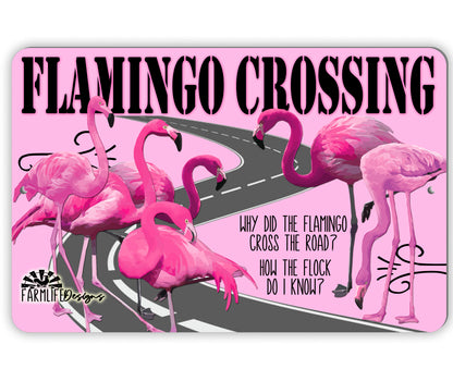 Flamingo Crossing Sign Funny Aluminum Flamingos 12x8 metal indoor outdoor decor