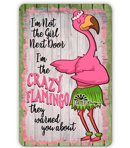 Crazy Flamingo Wearing a Grass Skirt - Sign Handmade metal flamingos indoor outdoor sign