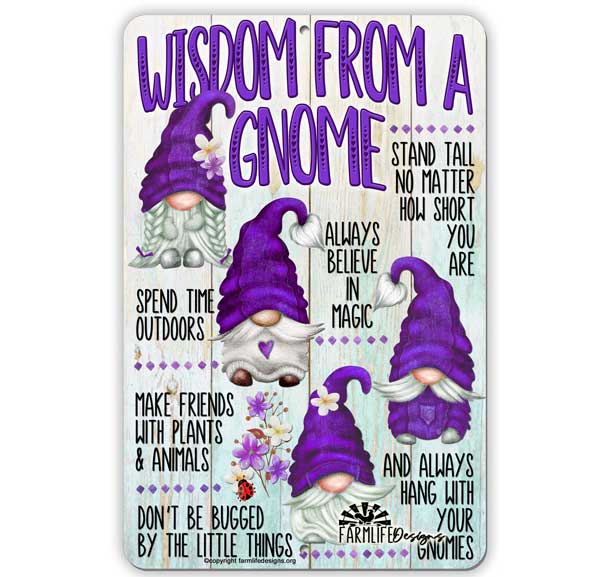 Kitchen Gnome Sign | Everything is Gnome Made | 12x8 aluminum | purple  baking gnomes cooking gnomies decor