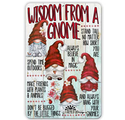 Gnome Sign, Motivational Advice, Wisdom from a Gnome Red, 8x12, gnome lover gift, gnome decor